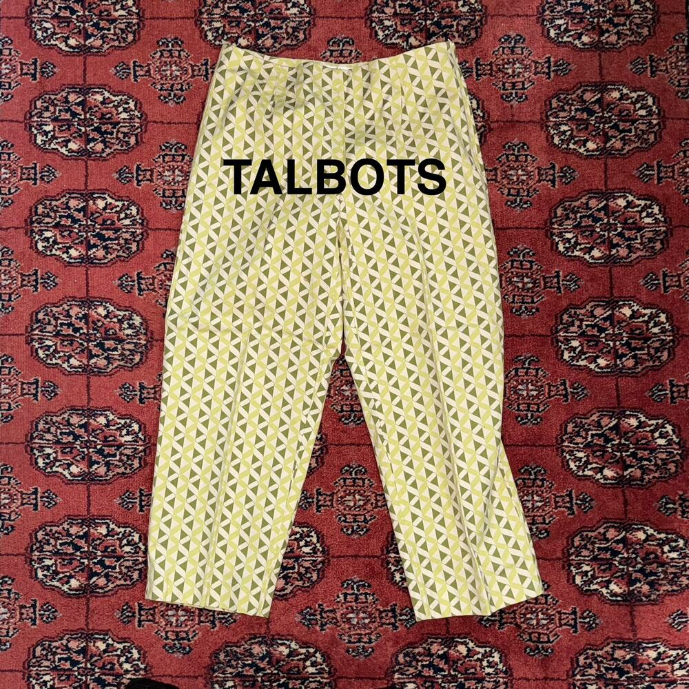 Talbots 4 Retro Style Capri Shades of‎ Green Stretch Cotton Summer Pants